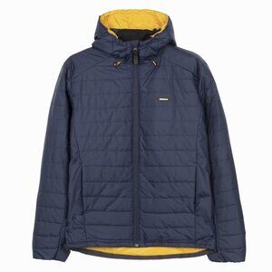 Finisterre Women's Nimbus Hooded Jacket Navy Blue Gorse Insulated Puffer Size 8
